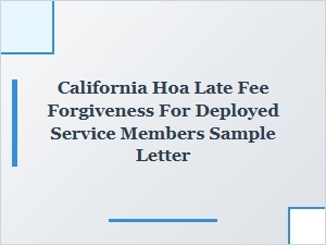 Sample Letter for Hoa Late Fee Waiver for Deployed Service Members
